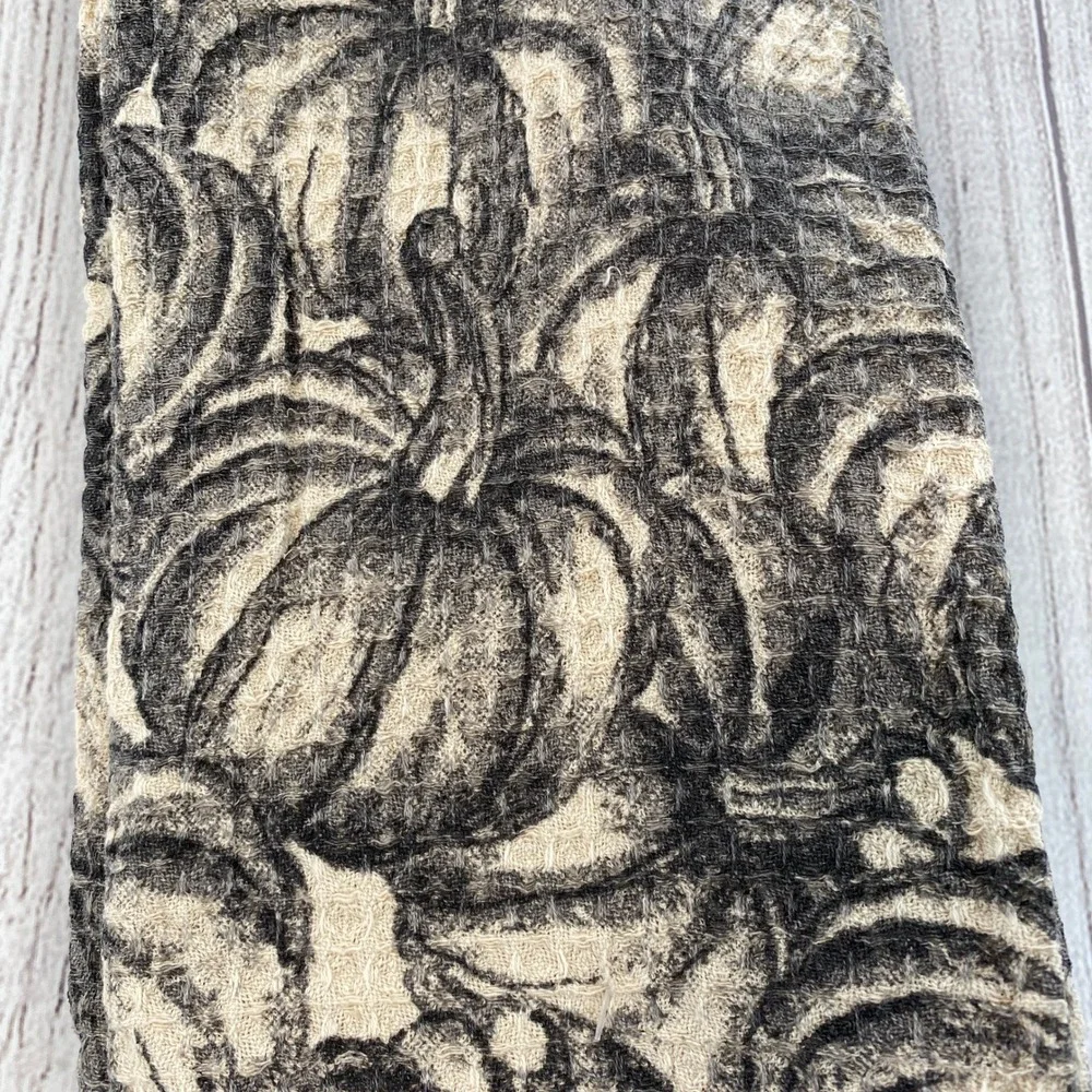 Rachel Ashwell The Farmhouse Kitchen Towels Set of 3 Gray Pumpkin Waffle Autumn